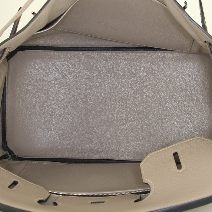 Sac à main Hermes Birkin 35 cm en cuir togo gris-tourterelle - Detail D2