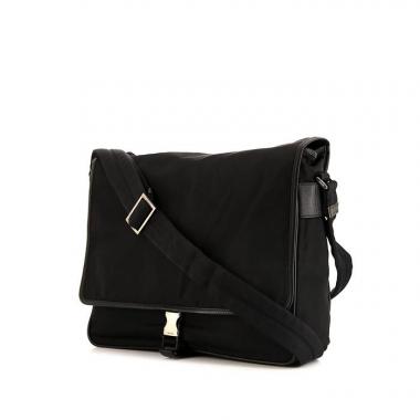 Sac bandoulière Prada en toile noire et cuir noir