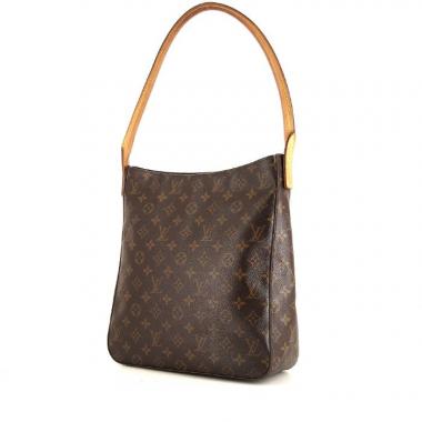 Bolso de mano Louis Vuitton Looping modelo grande en lona Monogram marrón y cuero natural