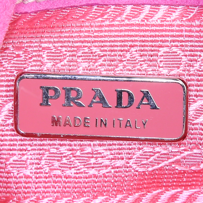 Borsa da spalla o a mano Prada Sound in camoscio rosa - Detail D3