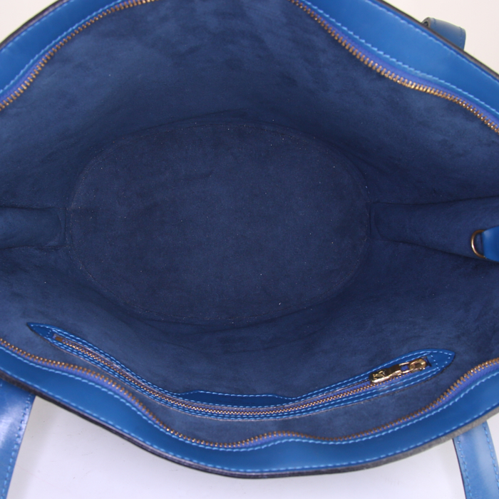 Borsa da spalla o a mano Louis Vuitton Saint Jacques modello grande in pelle Epi blu - Detail D2