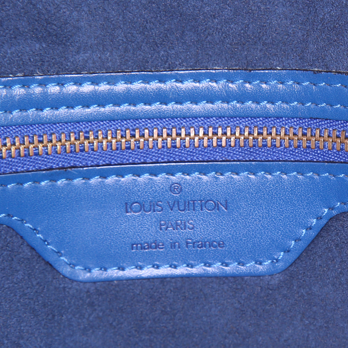 Bolso para llevar al hombro o en la mano Louis Vuitton Saint Jacques modelo grande en cuero Epi azul - Detail D3