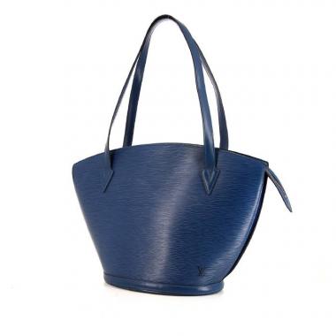 Sac porté épaule ou main Louis Vuitton Saint Jacques grand modèle en cuir épi bleu