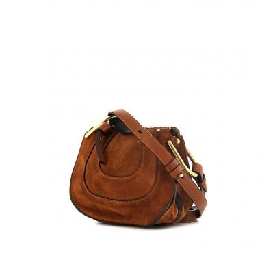 Bolso bandolera Chloé Hayley mini en ante marrón y cuero marrón