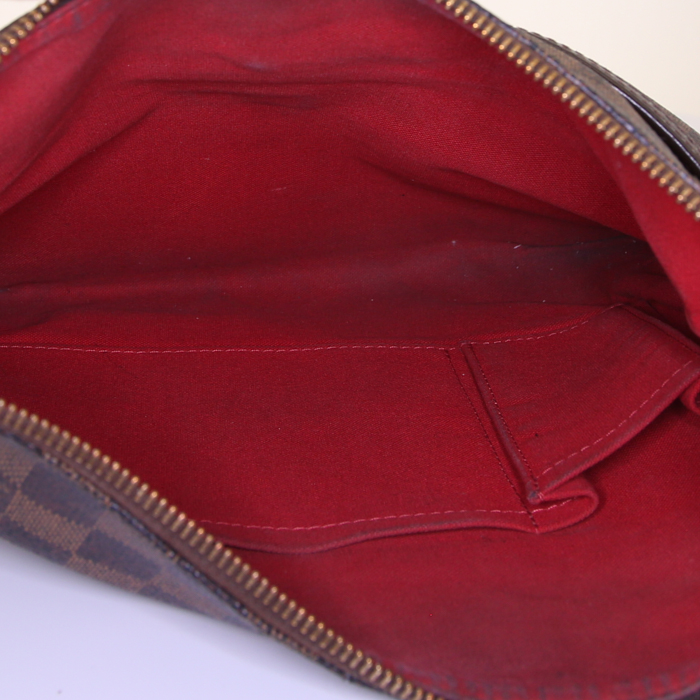 Louis Vuitton Bloomsbury shoulder bag in ebene damier canvas and brown - Detail D2