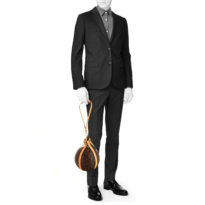 Pallone Louis Vuitton World Cup in tela monogram cerata marrone e pelle naturale - Detail D1