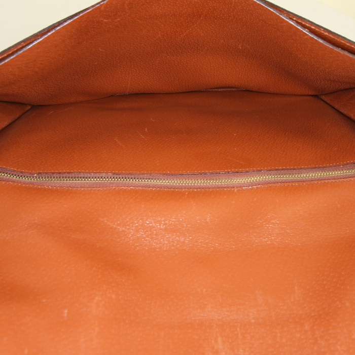 Bolsito de mano Louis Vuitton Ministre en lona Monogram marrón y cuero marrón - Detail D2