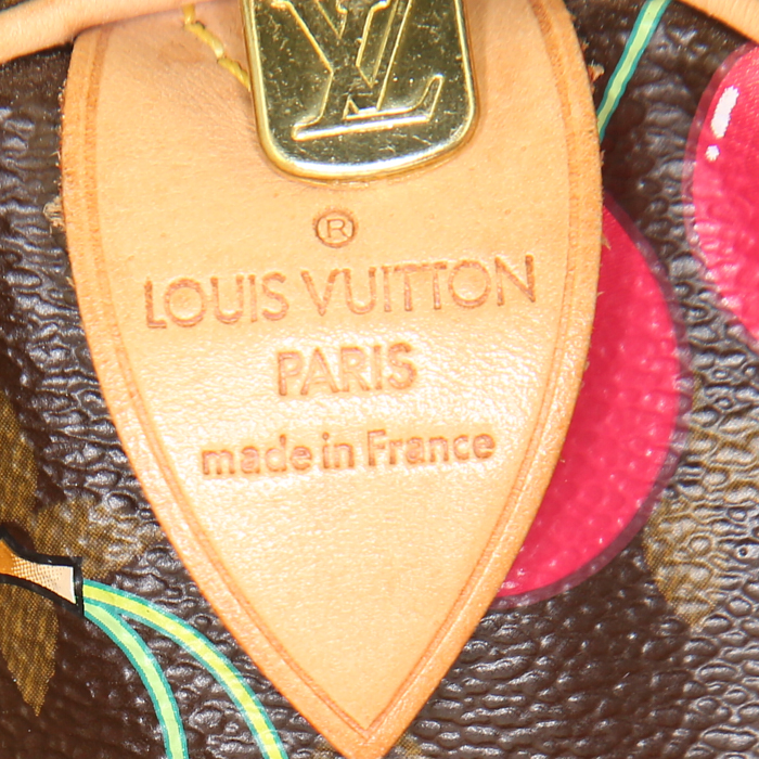 Sac Louis Vuitton Keepall Editions Limitées en toile monogram et cuir naturel - Detail D3