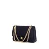 Chanel Timeless handbag in navy blue quilted jersey - 00pp thumbnail