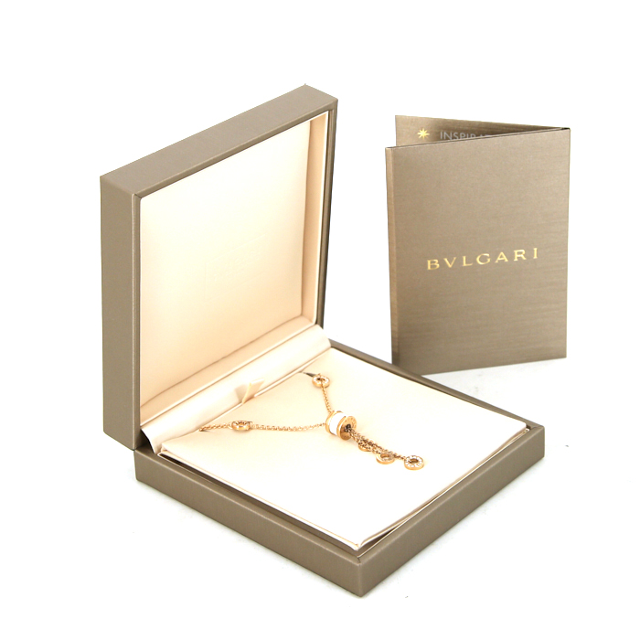 Bulgari B.Zero1 necklace in pink gold,  ceramic and diamonds - Detail D2