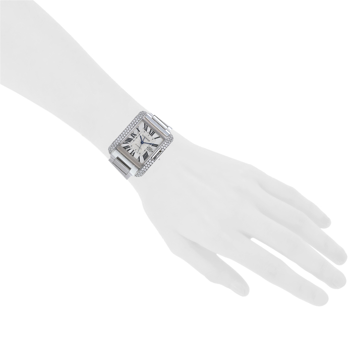 Montre Cartier Tank Anglaise en or blanc Ref :  3510 Vers  2000 - Detail D1