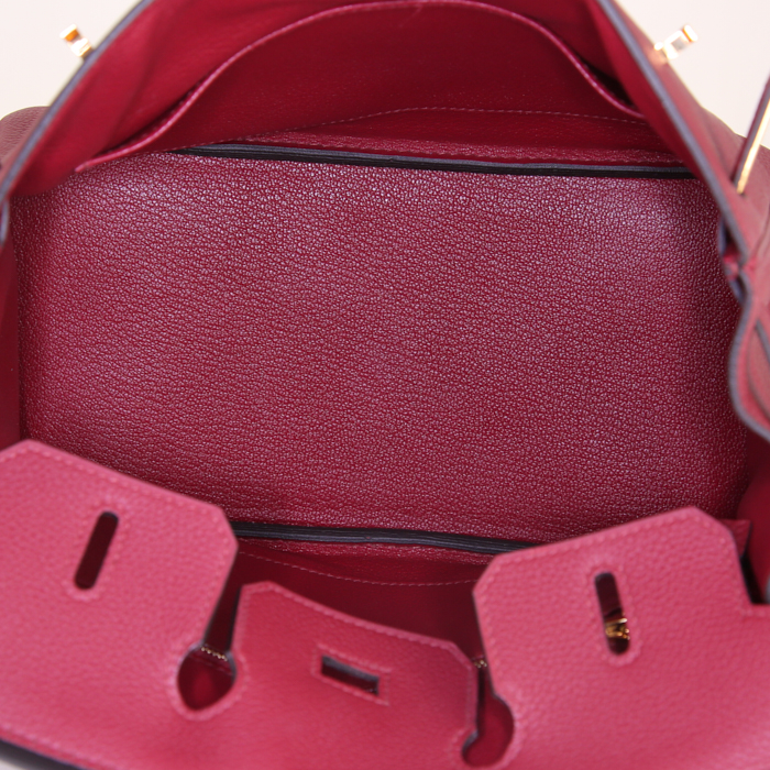 Sac à main Hermes Birkin 25 cm en cuir togo bordeaux - Detail D5