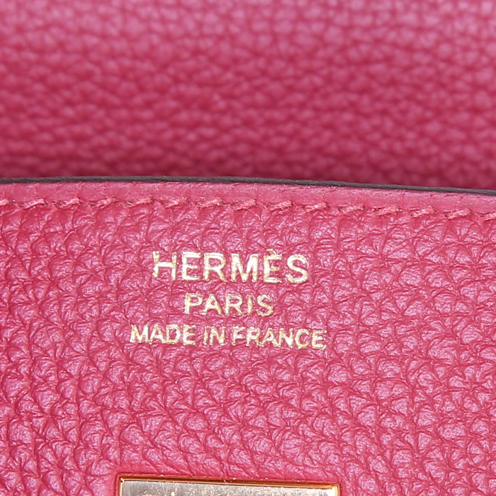 Hermes Birkin 25 cm handbag in burgundy togo leather - Detail D6