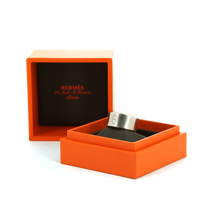 Bague Hermès Eclipse grand modèle en argent - Detail D2