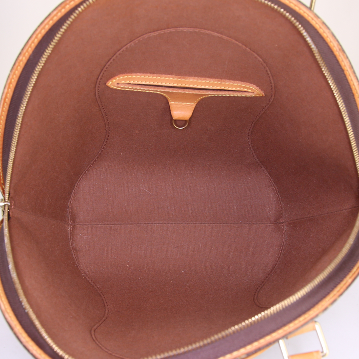 Bolso de mano Louis Vuitton Ellipse modelo grande en lona Monogram marrón y cuero natural - Detail D2
