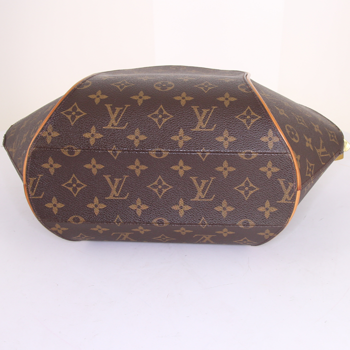 Sac à main Louis Vuitton Ellipse grand modèle en toile monogram marron et cuir naturel - Detail D4