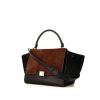 Celine Trapeze medium model handbag in brown foal and black leather - 00pp thumbnail