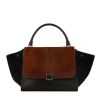 Celine Trapeze medium model handbag in brown foal and black leather - 360 thumbnail