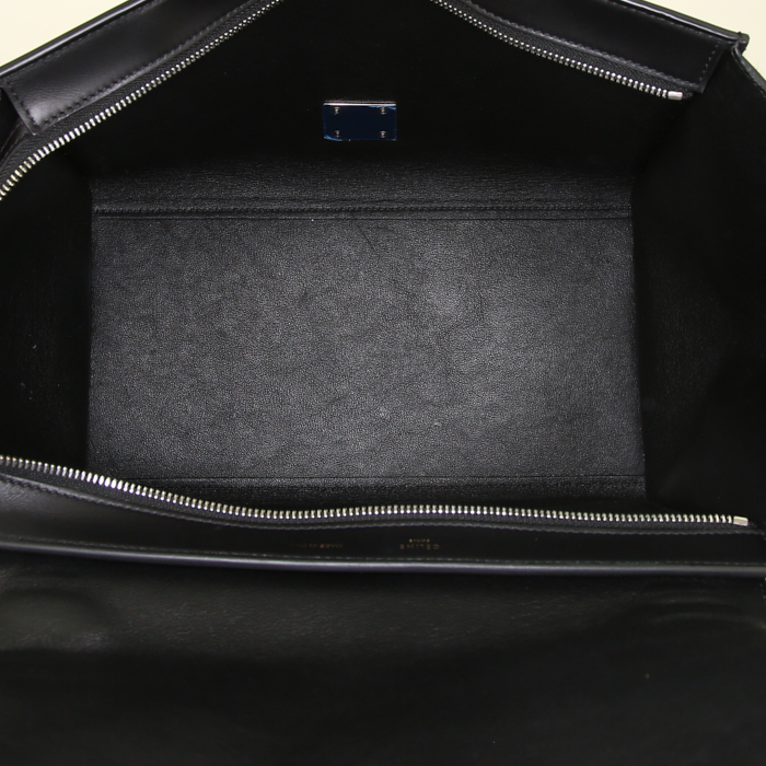Borsa Celine Trapeze modello medio in puledro marrone e pelle nera - Detail D3