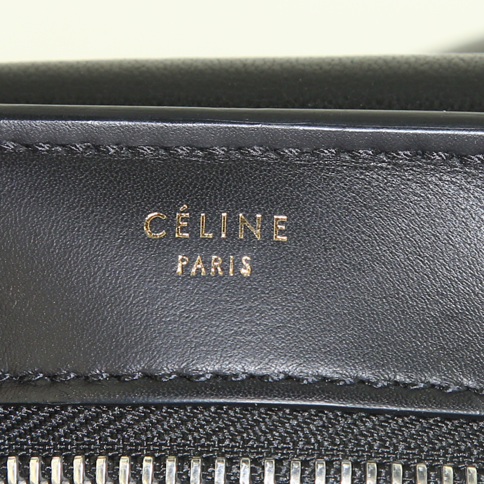 Sac à main Celine Trapeze moyen modèle en poulain marron et cuir noir - Detail D4