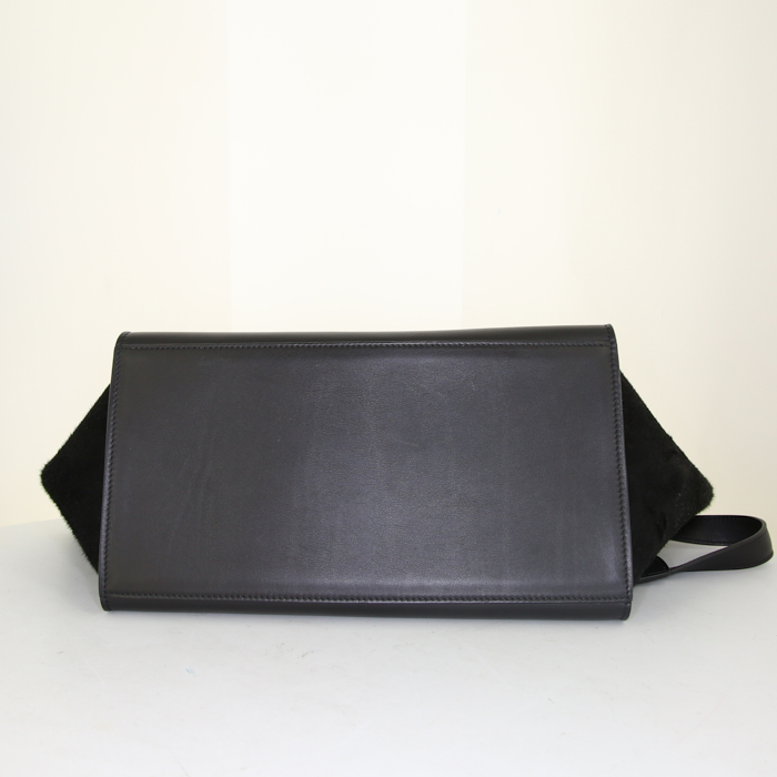 Borsa Celine Trapeze modello medio in puledro marrone e pelle nera - Detail D5