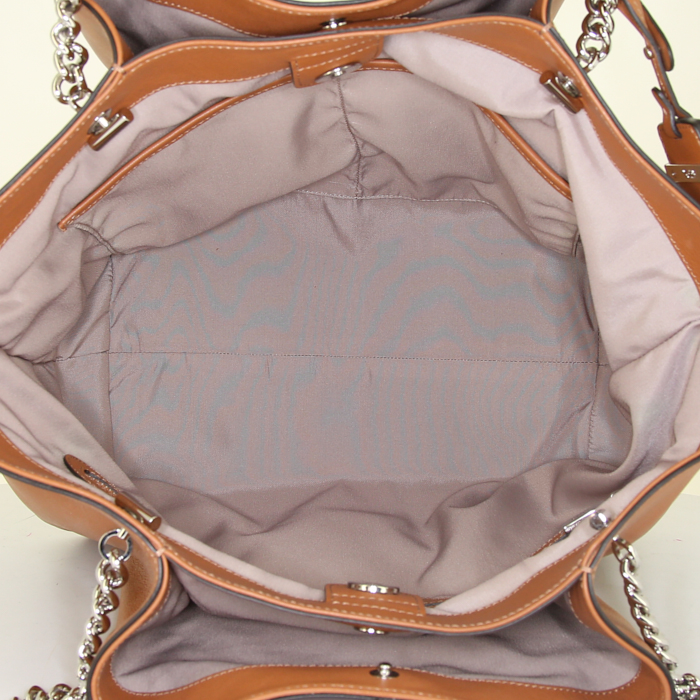 Sac à main Tod's en cuir marron camel - Detail D2