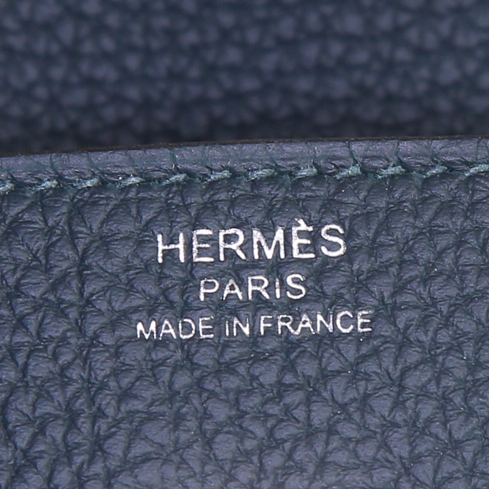 Hermes Birkin 25 cm handbag in green Cyprès and blue Zellige Officier togo leather - Detail D3
