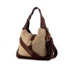 Gucci Jackie handbag in brown leather and beige monogram canvas - 00pp thumbnail