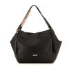 Burberry Canterbury shopping bag in black leather and beige Haymarket canvas - 360 thumbnail
