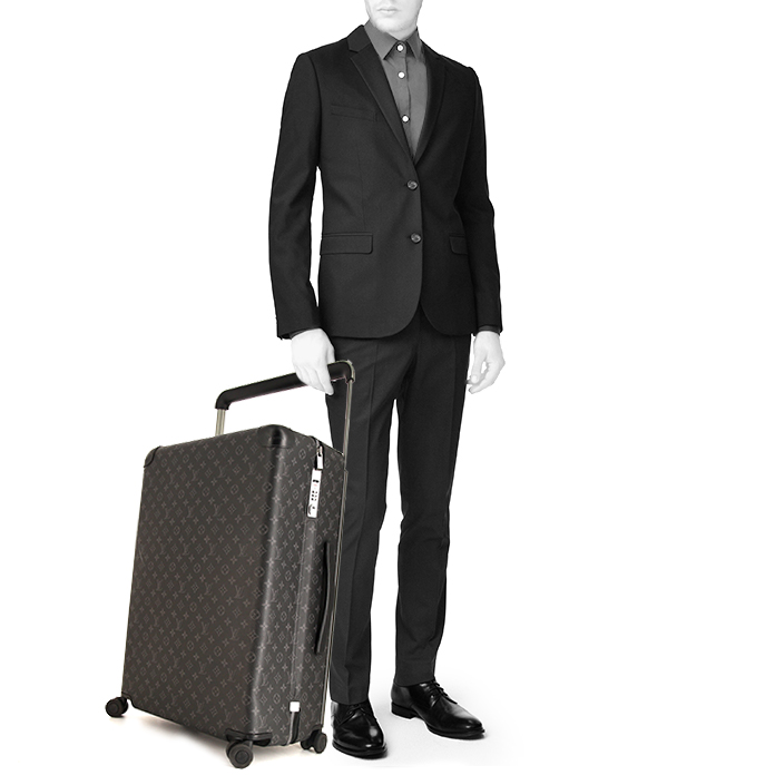 Louis Vuitton Horizon 70 suitcase in grey monogram canvas and black leather - Detail D1