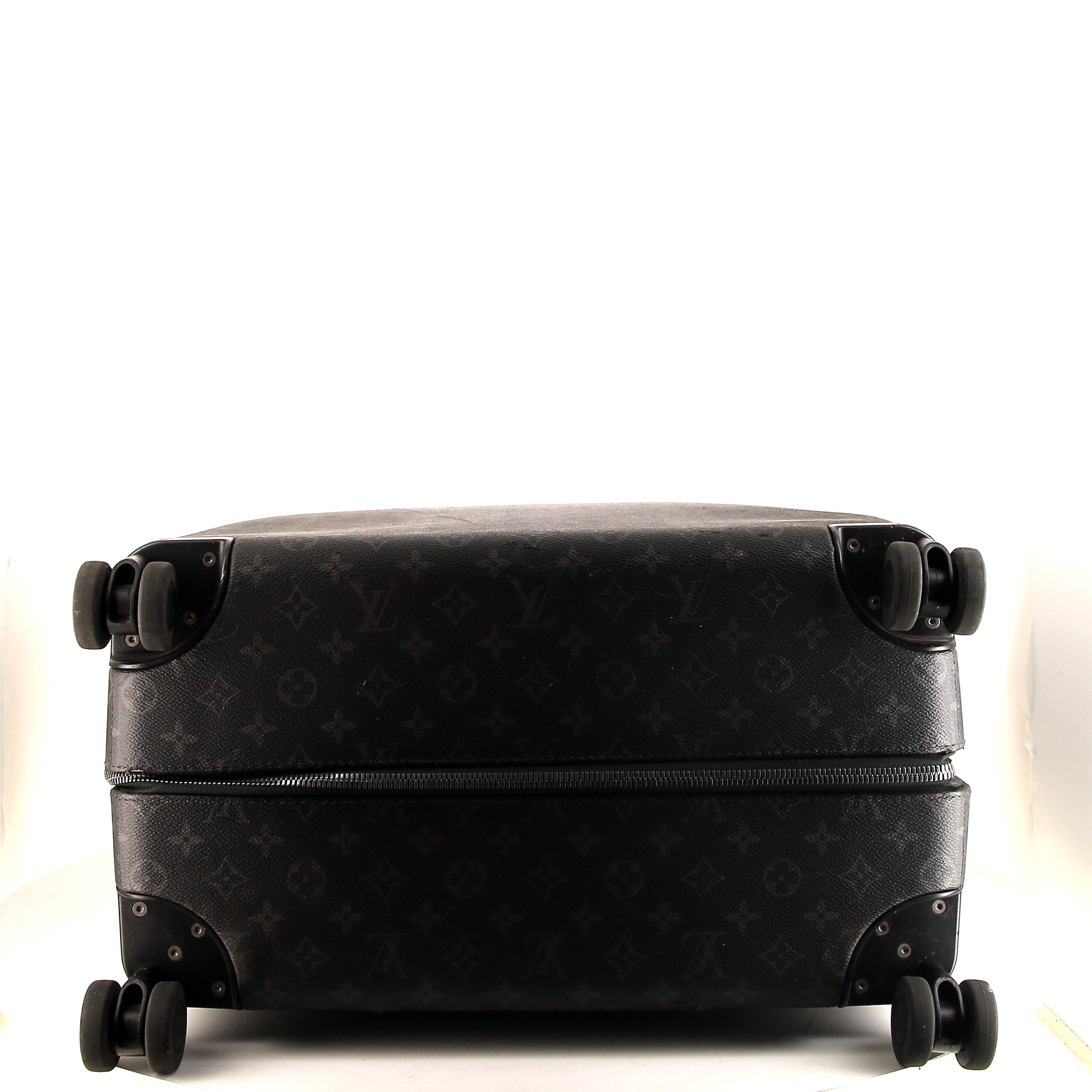 Louis Vuitton Horizon 70 suitcase in grey monogram canvas and black leather - Detail D4