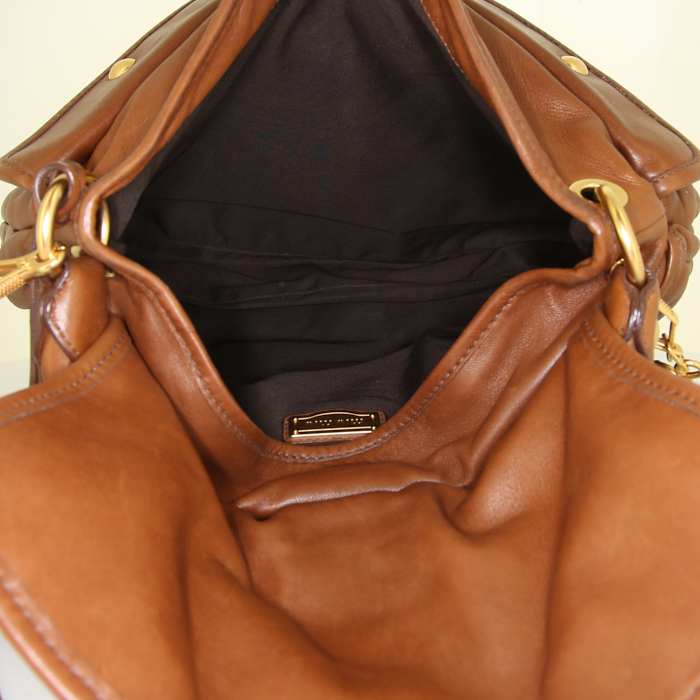 Borsa a tracolla Miu Miu Coffer in pelle trapuntata marrone - Detail D3