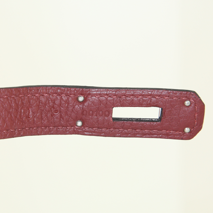 Borsa Hermes Birkin 35 cm in pelle togo bordeaux - Detail D4