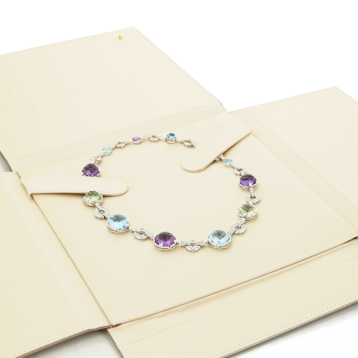 Bulgari Parentesi Cocktail necklace in white gold,  diamonds and semi-precious stones - Detail D2