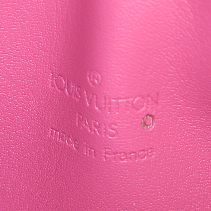 Borsa Louis Vuitton Papillon in pelle verniciata monogram rosa e pelle naturale - Detail D3