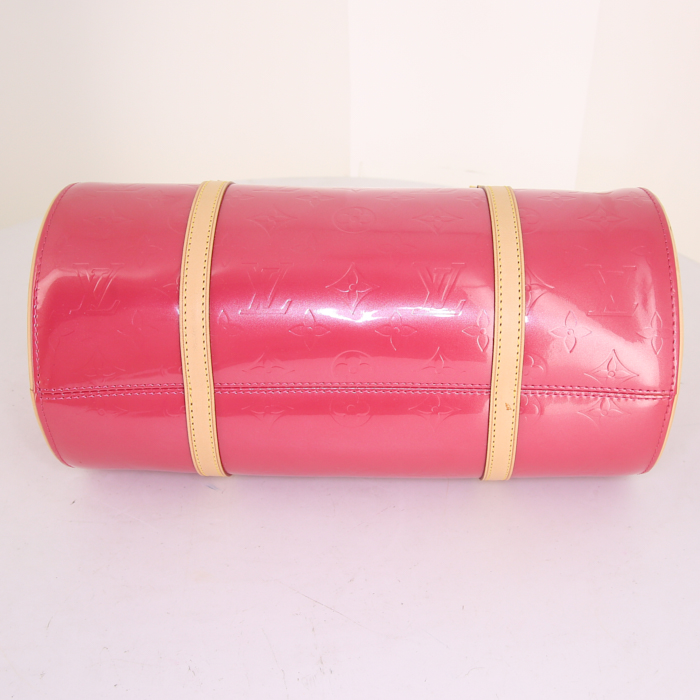 Louis Vuitton Papillon handbag in pink monogram patent leather and natural leather - Detail D4