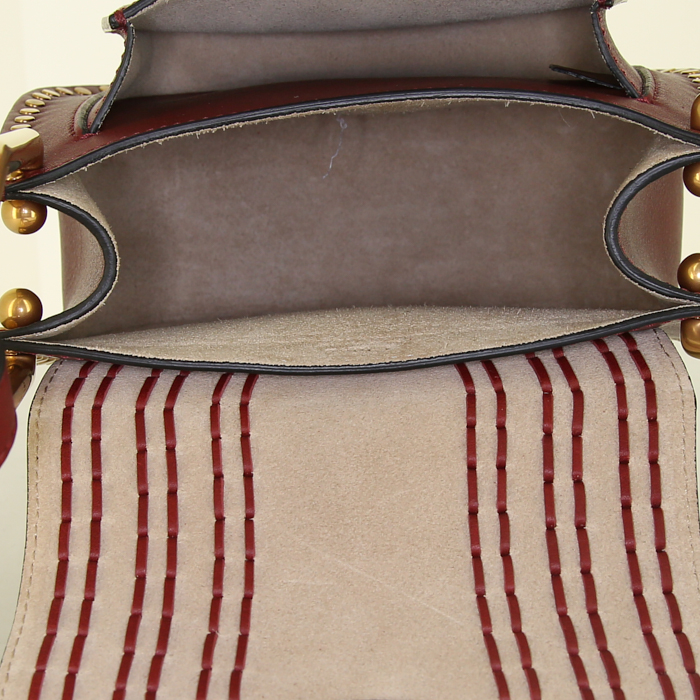 Sac Chloé Hudson en cuir marron et bordeaux - Detail D2