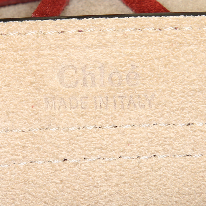 Bolso Chloé Hudson en cuero marrón y color burdeos - Detail D3