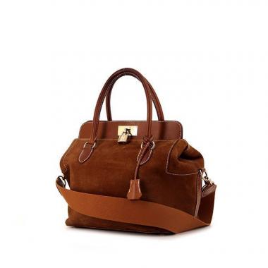 Borsa Hermès Tool Box in pelle di vitello doblis marrone e pelle Barenia