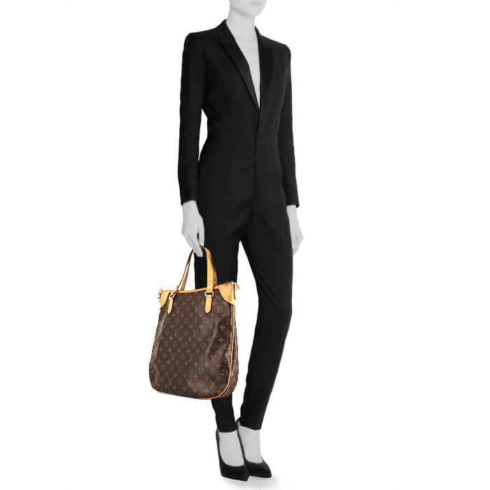 Borsa a tracolla Louis Vuitton Odeon in tela monogram marrone e pelle naturale - Detail D1