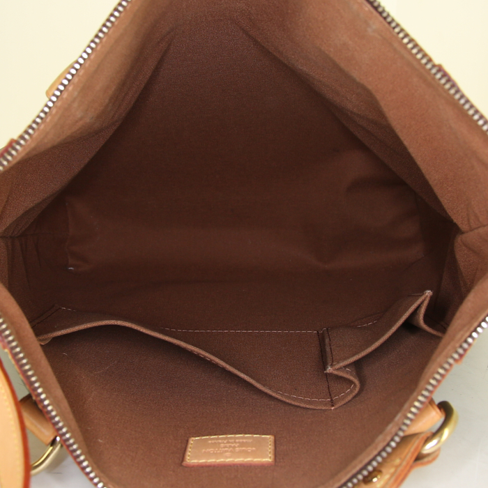 Borsa a tracolla Louis Vuitton Odeon in tela monogram marrone e pelle naturale - Detail D3