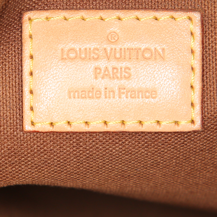 Sac bandoulière Louis Vuitton Odeon en toile monogram marron et cuir naturel - Detail D4