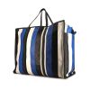 Balenciaga Bazar shopper size XL shopping bag in blue, black and white tricolor leather - 00pp thumbnail