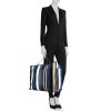 Balenciaga Bazar shopper size XL shopping bag in blue, black and white tricolor leather - Detail D1 thumbnail