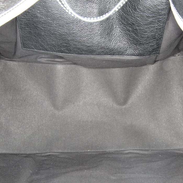 Balenciaga Bazar shopper size XL shopping bag in blue, black and white tricolor leather - Detail D2