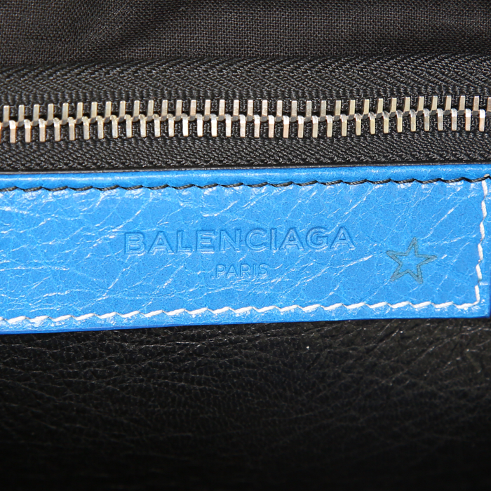 Balenciaga Bazar shopper size XL shopping bag in blue, black and white tricolor leather - Detail D3