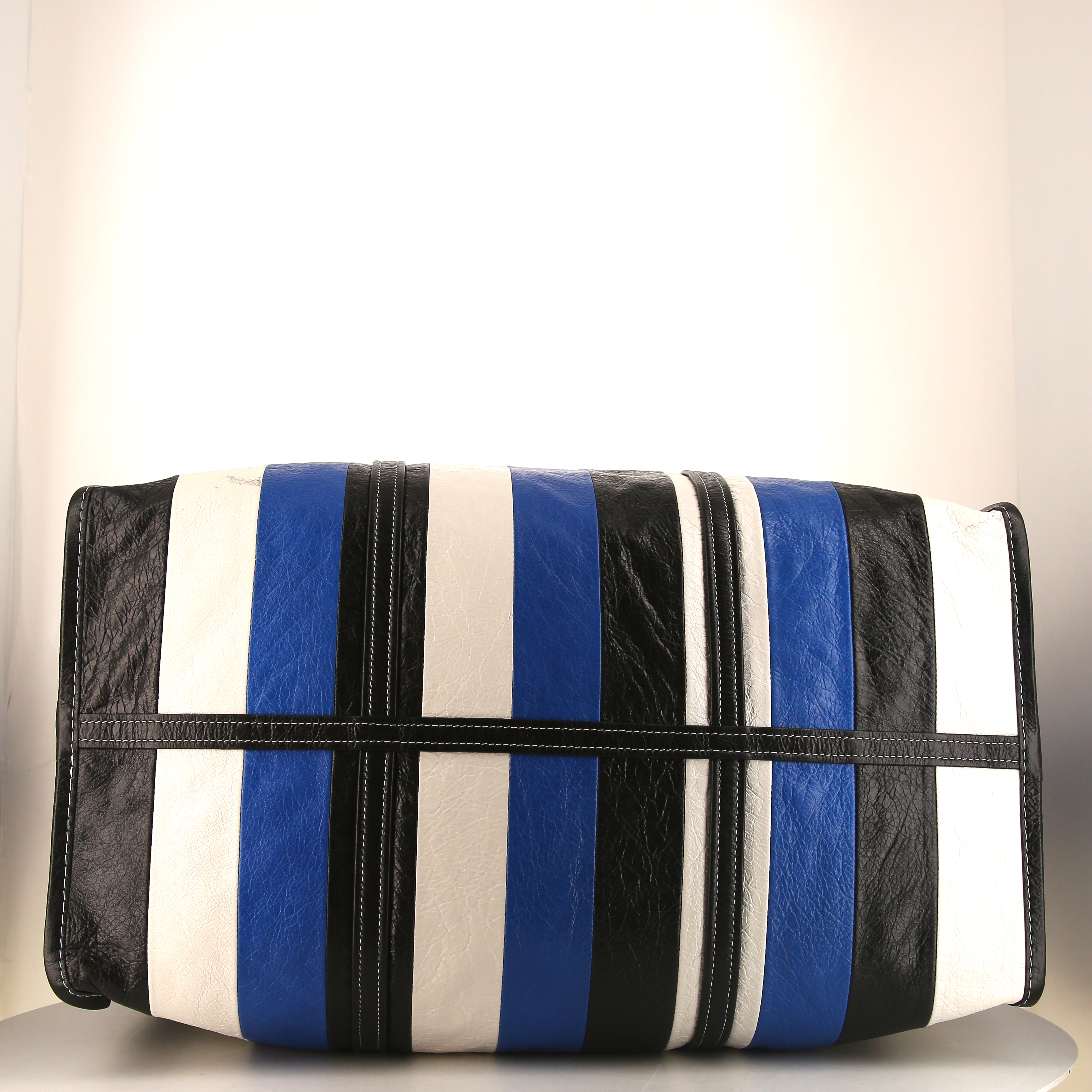 Bolso Cabás Balenciaga Bazar shopper talla XL en cuero tricolor azul, negro y blanco - Detail D4