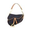 Dior Saddle bag worn on the shoulder or carried in the hand in blue denim canvas and brown leather - 00pp thumbnail