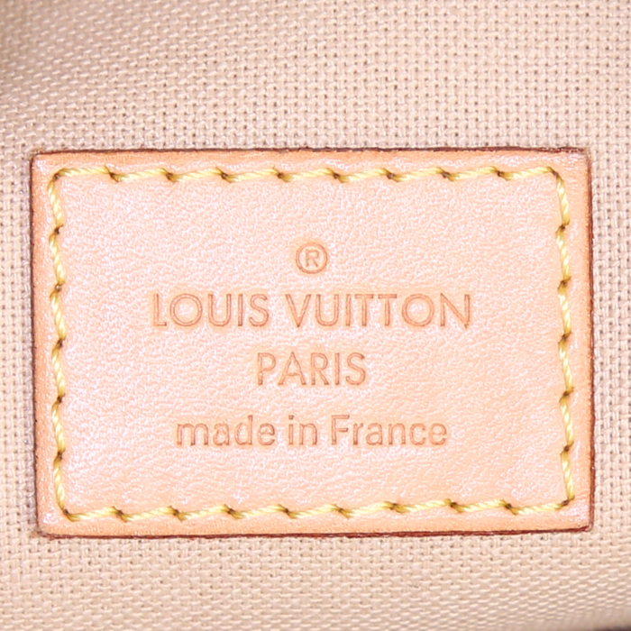 Louis Vuitton Soffi shopping bag in azur damier canvas and natural leather - Detail D3