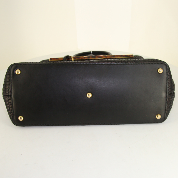 Borsa Fendi in pelle nera riflesso dorato - Detail D5
